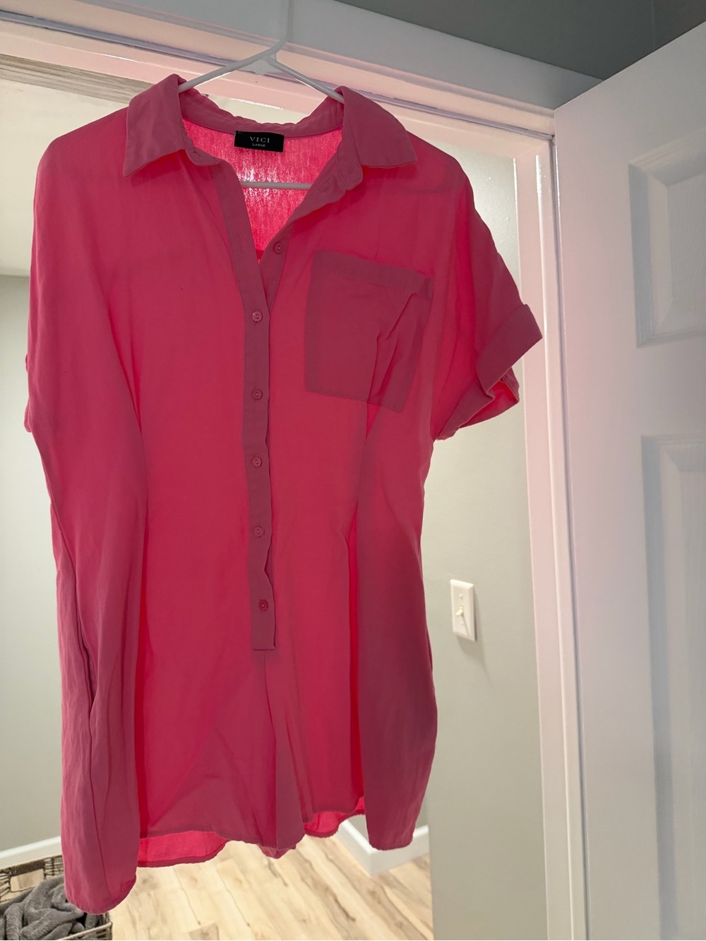 VICI Hot Pink Sheer Button-Front Blouse